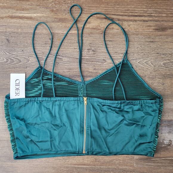Cider Solid Press Crease Crop Tank Top – Green Ribbed Knit (Size XL, NWT) - Picture 5 of 14